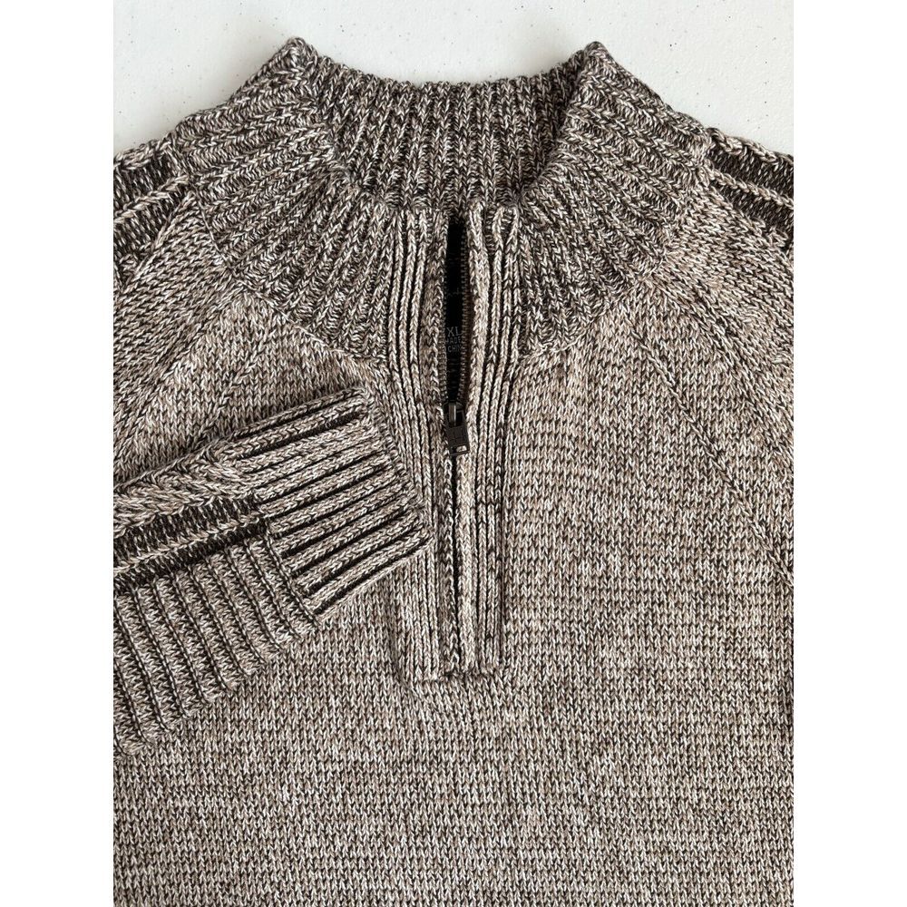 JB. Holt Men's XL Brown Tan Cream Speckled Patterned‎ 1/4 Zip Knit Sweater